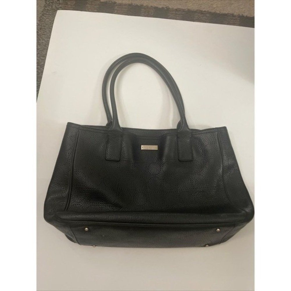 Kate Spade Black Pebbled Leather Tote Bag Gold Hardware Top Handle
